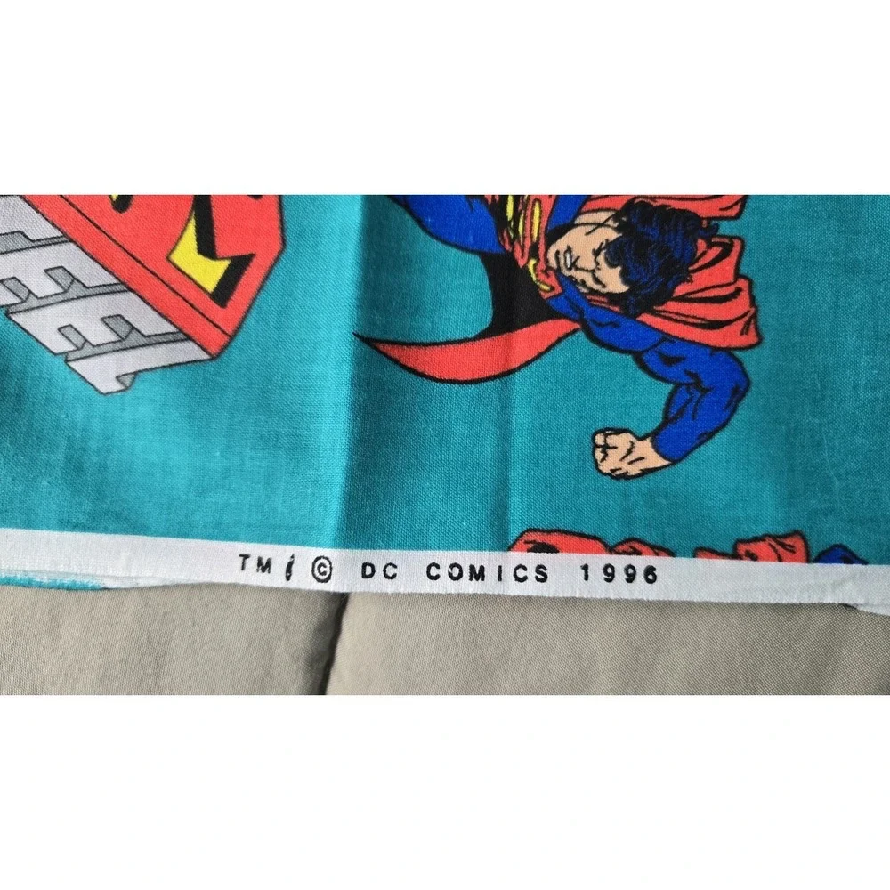 Vintage 1996 Superman DC Comics Fabric Remnant Man Of Steel Craft Quilt 45x55